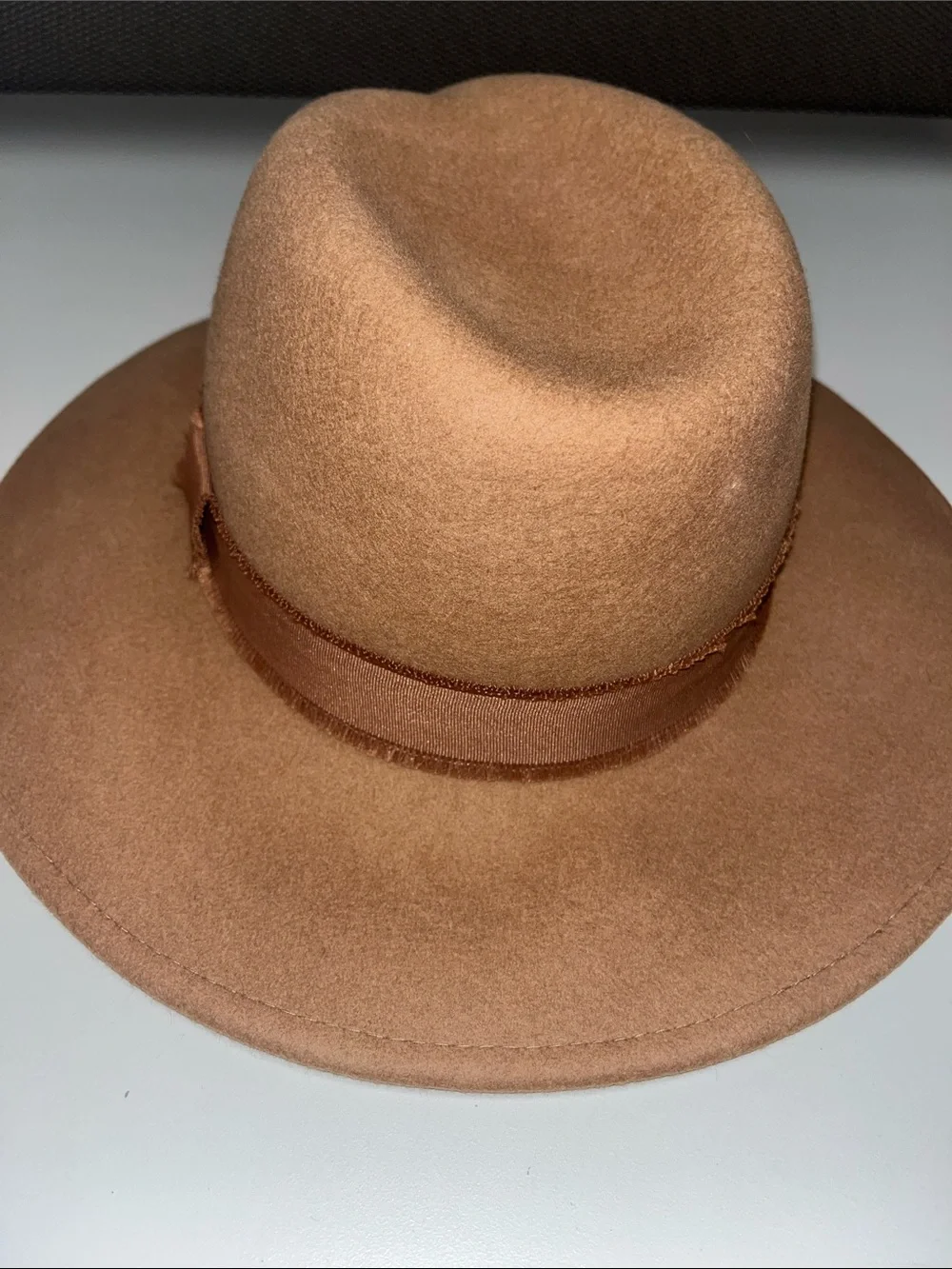 Cost Plus World Market Tan Wide-Brim Felt Fedora